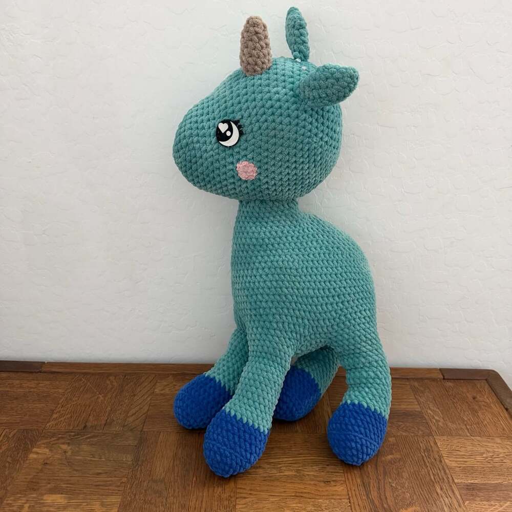 Handmade Crochet Teal Unicorn Amigurumi Plush Stuffed Animal